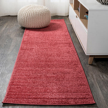 Haze Solid Low-pile Area Rug Red